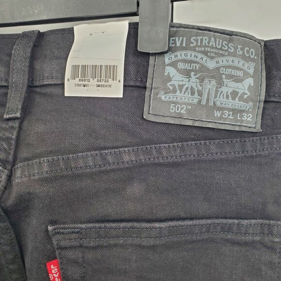Levi's Flex Stretch 502 Taper Jeans Denim Pants Men Size 31 x 32 NWT Black - Picture 7 of 15